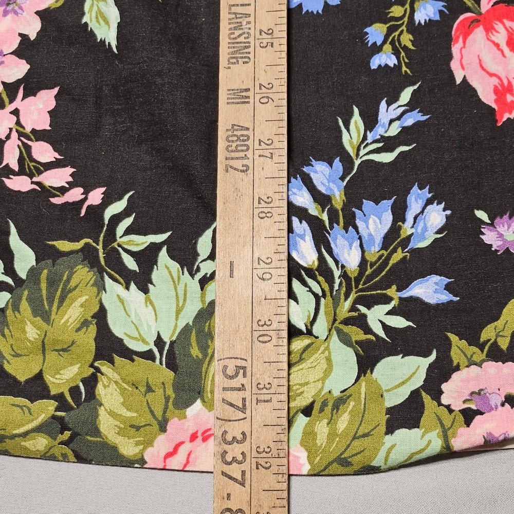 Vtg Apostrophe Maxi Skirt Women 22W Black Floral Cotton Elastic Waist Pocket USA - Picture 4 of 8